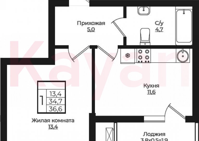 Продажа 1-комн. квартиры, 34.7 кв.м фото 0