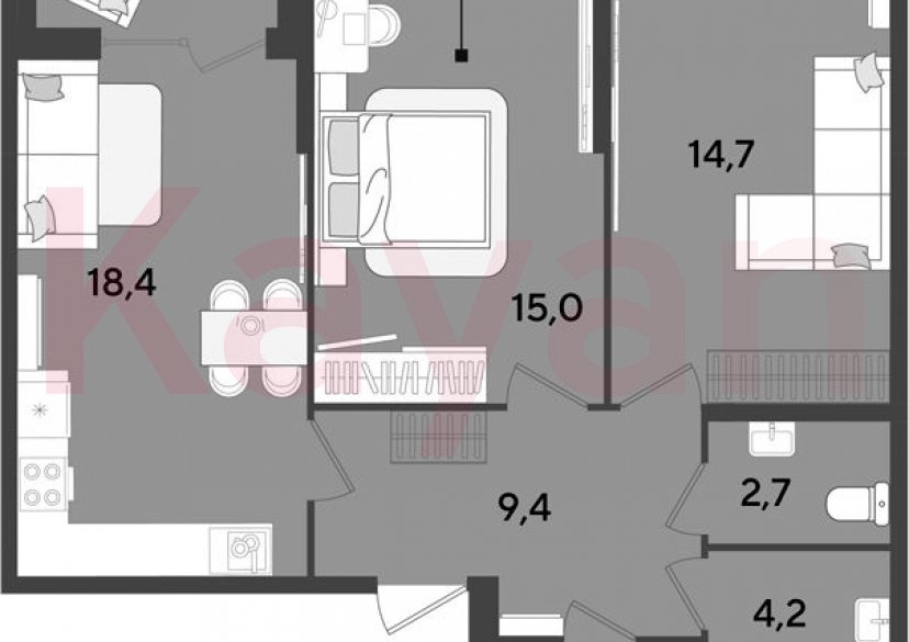 Продажа 3-комн. квартиры, 66.8 кв.м фото 0