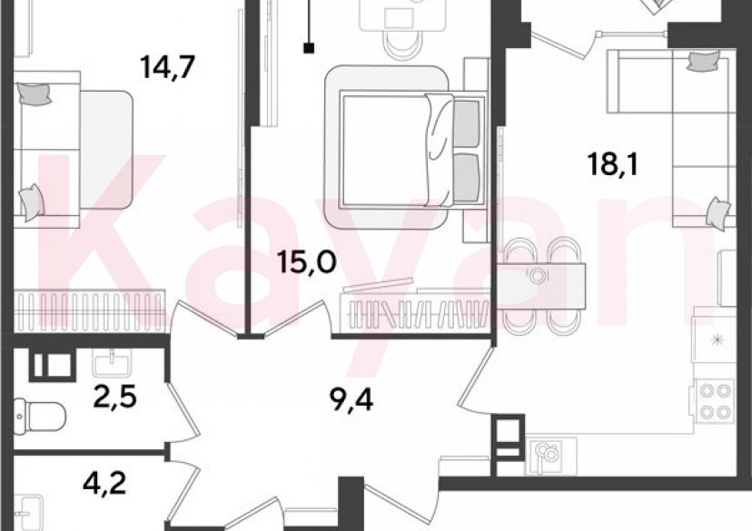 Продажа 3-комн. квартиры, 66.3 кв.м фото 0