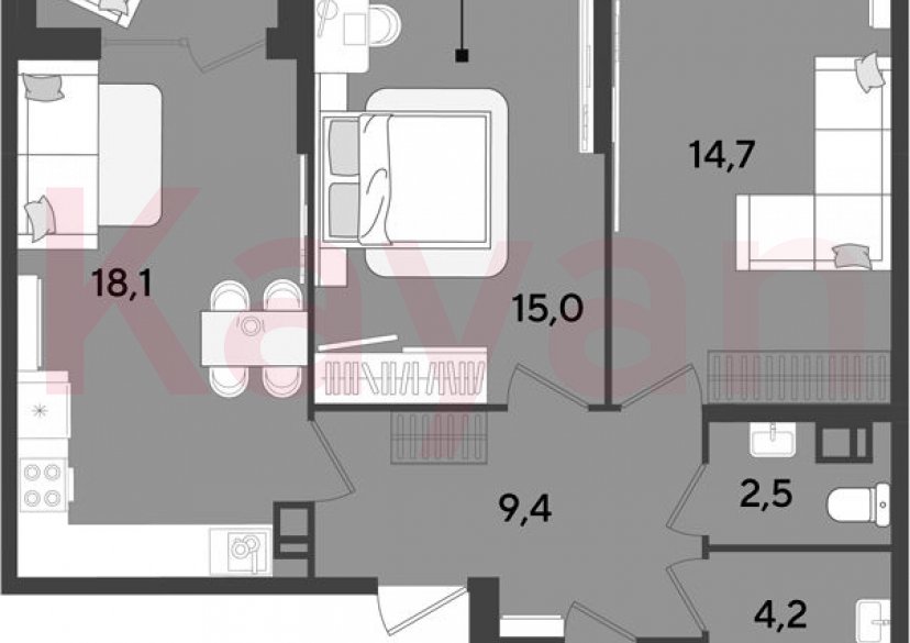 Продажа 3-комн. квартиры, 66.3 кв.м фото 0