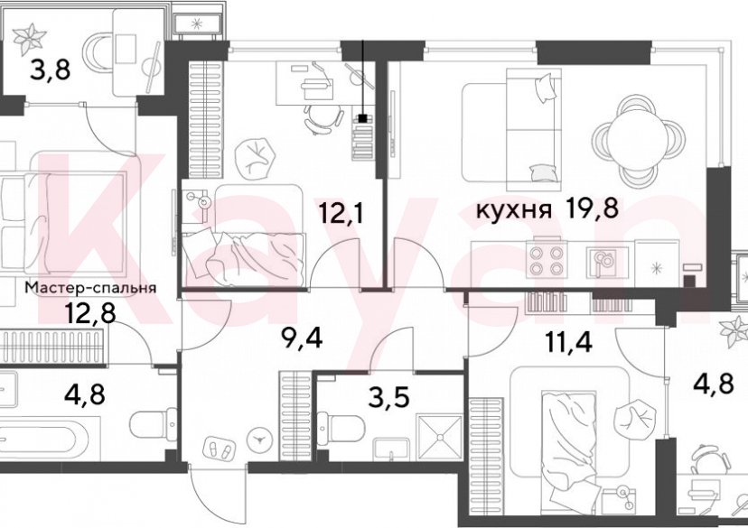 Продажа 4-комн. квартиры, 73.8 кв.м фото 0