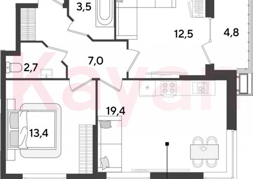 Продажа 3-комн. квартиры, 58.5 кв.м фото 0