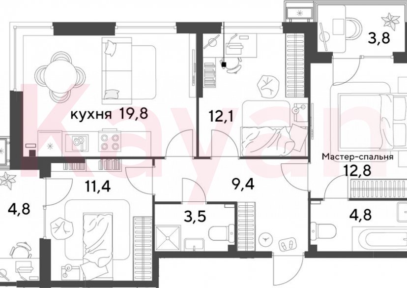 Продажа 4-комн. квартиры, 73.8 кв.м фото 0