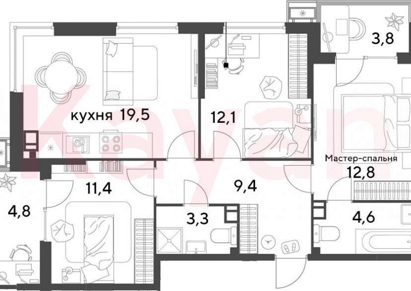 Продажа 4-комн. квартиры, 73.1 кв.м фото 0