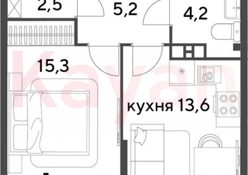 Продажа 1-комн. квартиры, 40.8 кв.м фото 0