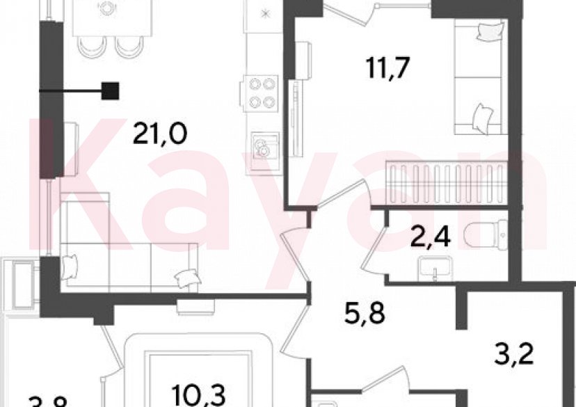 Продажа 3-комн. квартиры, 58.3 кв.м фото 0