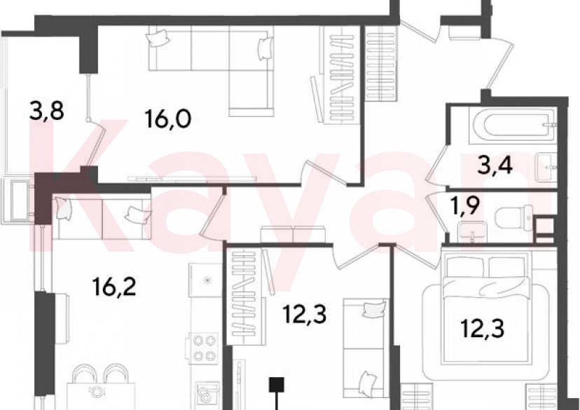 Продажа 4-комн. квартиры, 75.9 кв.м фото 0