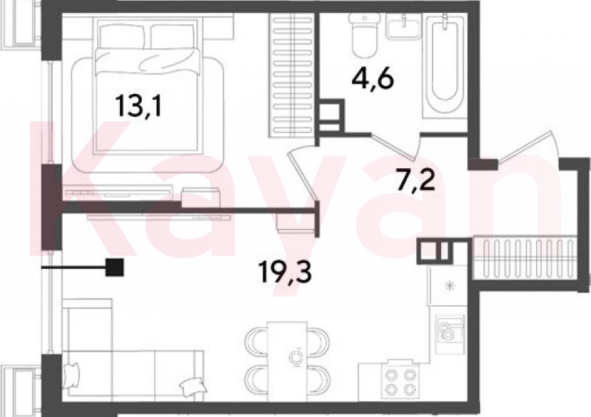 Продажа 2-комн. квартиры, 44.2 кв.м фото 0