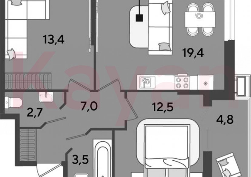 Продажа 3-комн. квартиры, 58.5 кв.м фото 0