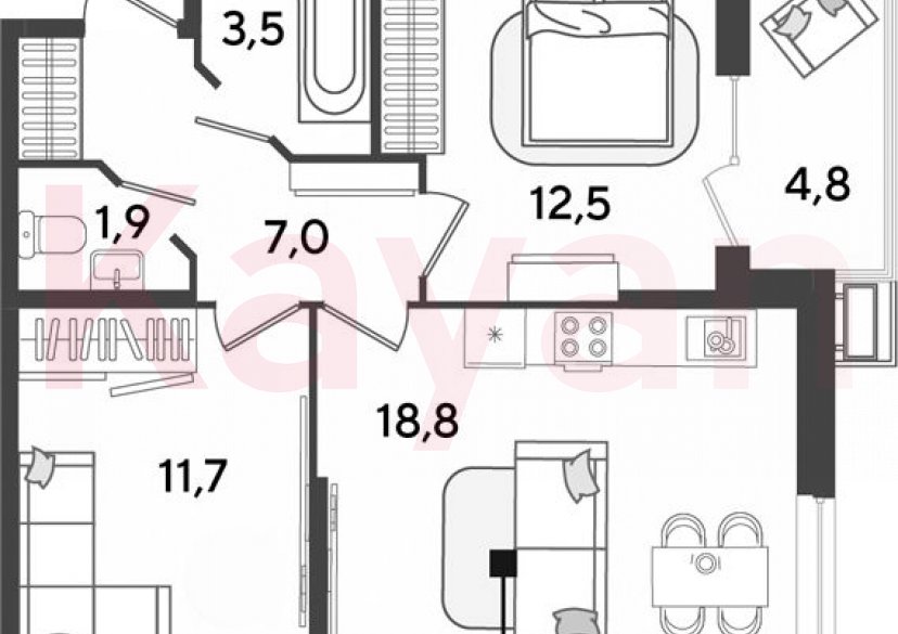 Продажа 3-комн. квартиры, 55.4 кв.м фото 0