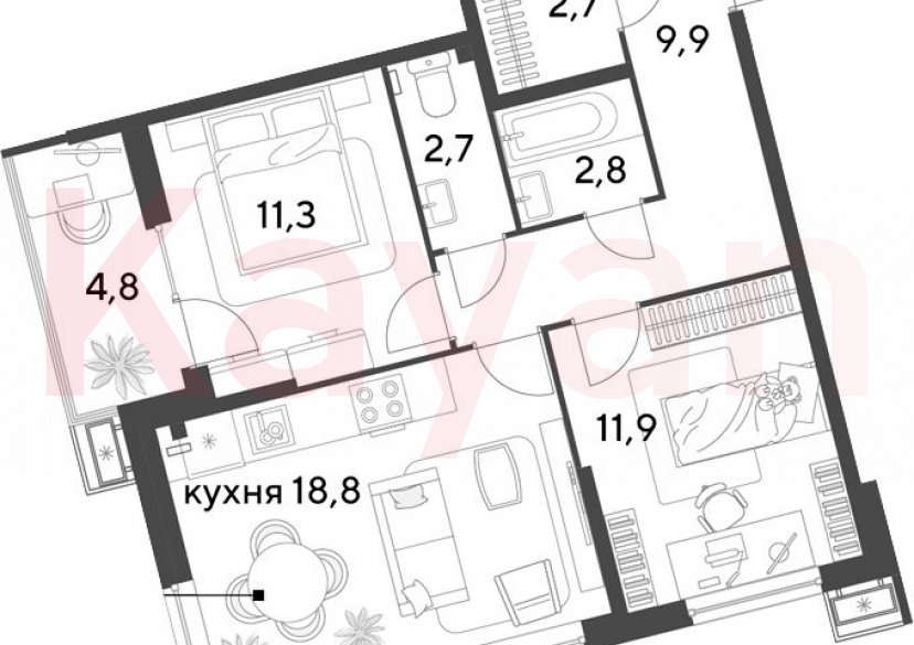 Продажа 3-комн. квартиры, 60.1 кв.м фото 0