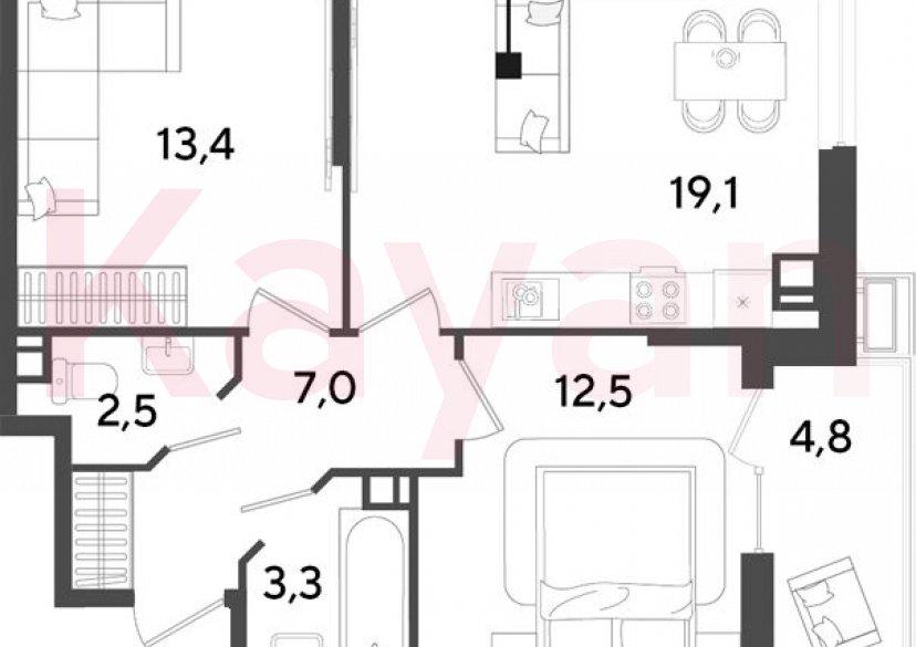 Продажа 3-комн. квартиры, 57.8 кв.м фото 0