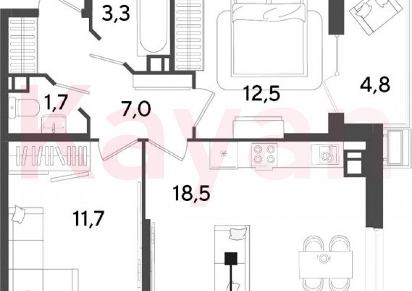 Продажа 3-комн. квартиры, 54.7 кв.м фото 0