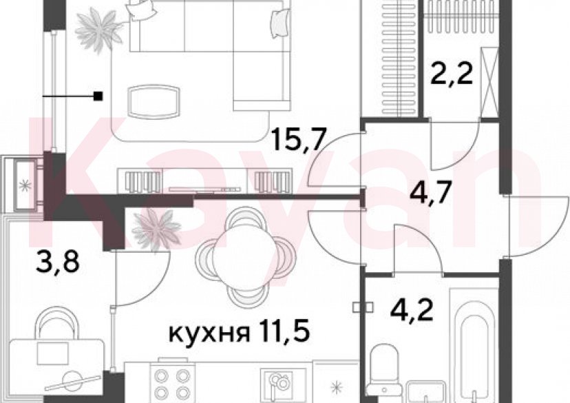 Продажа 1-комн. квартиры, 38.3 кв.м фото 0