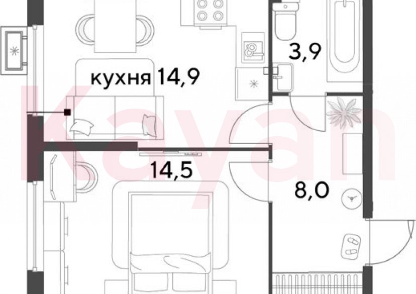 Продажа 1-комн. квартиры, 41.3 кв.м фото 0