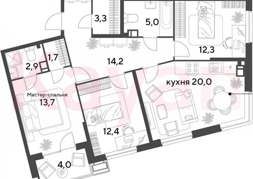 Продажа 4-комн. квартиры, 85.5 кв.м фото 0