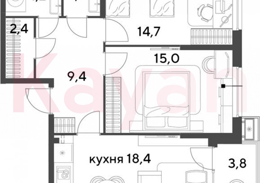 Продажа 3-комн. квартиры, 66.8 кв.м фото 0