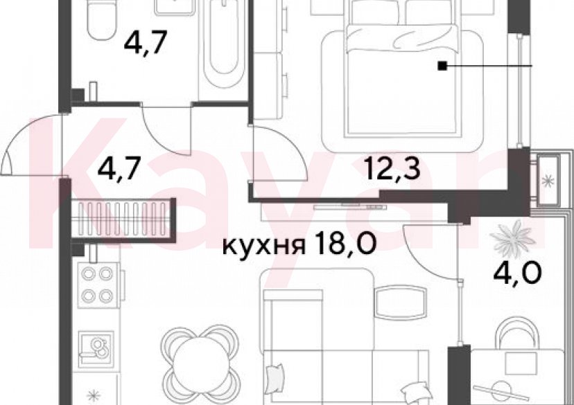 Продажа 2-комн. квартиры, 39.7 кв.м фото 0