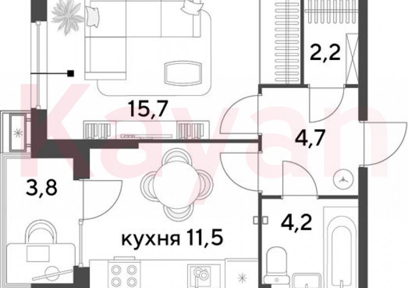 Продажа 1-комн. квартиры, 38.3 кв.м фото 0