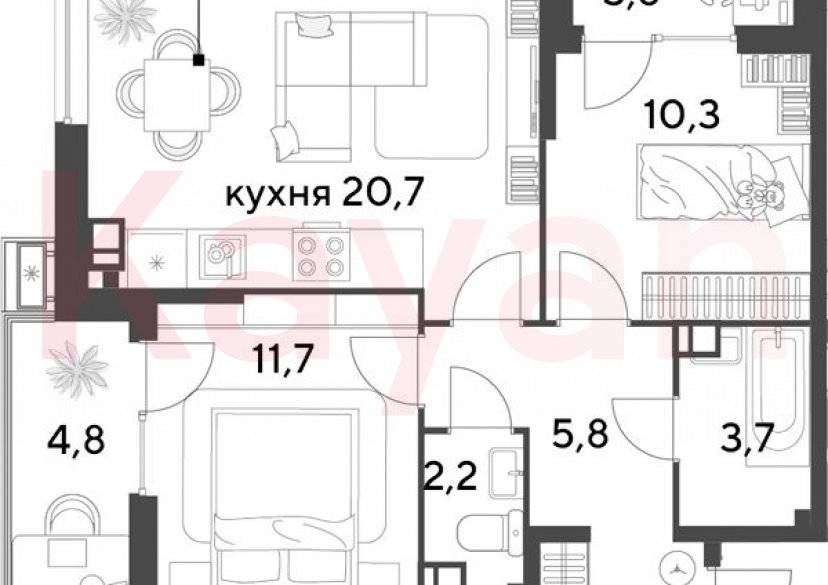 Продажа 3-комн. квартиры, 57.6 кв.м фото 0