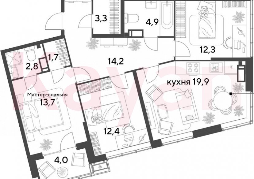 Продажа 4-комн. квартиры, 85.2 кв.м фото 0