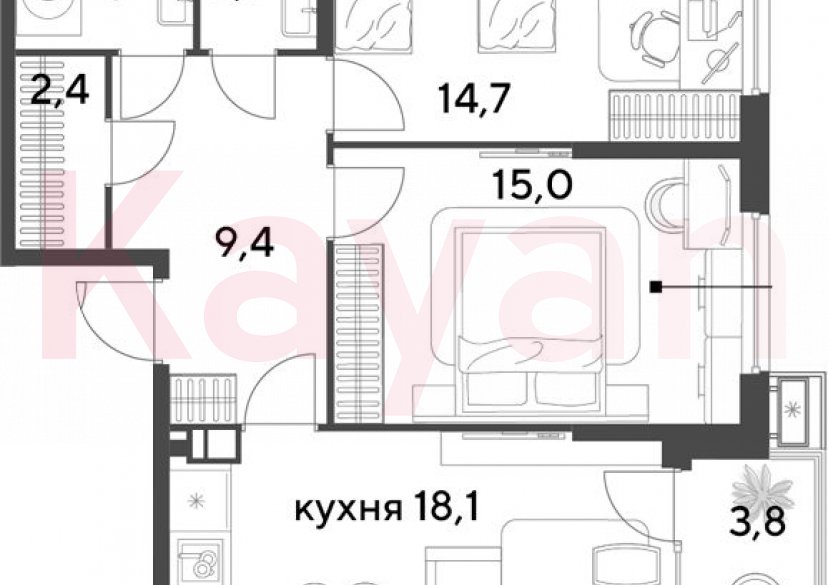 Продажа 3-комн. квартиры, 66.3 кв.м фото 0