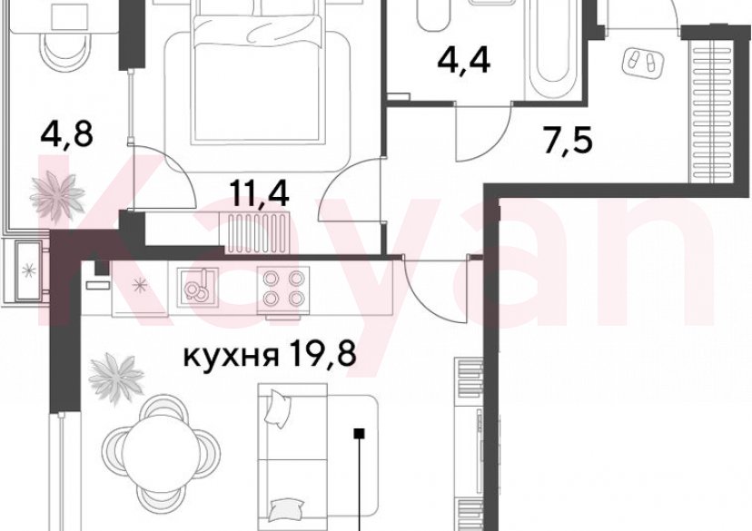 Продажа 2-комн. квартиры, 43.1 кв.м фото 0