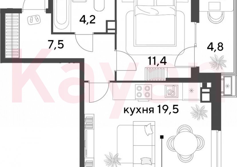 Продажа 2-комн. квартиры, 42.6 кв.м фото 0