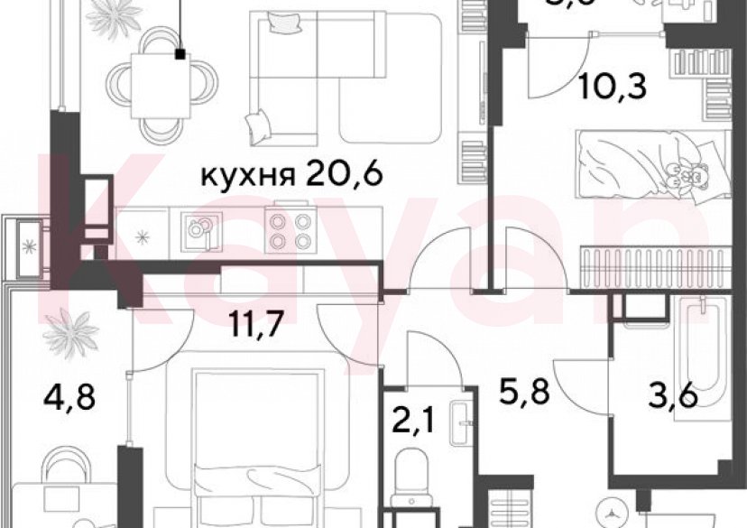 Продажа 3-комн. квартиры, 57.3 кв.м фото 0