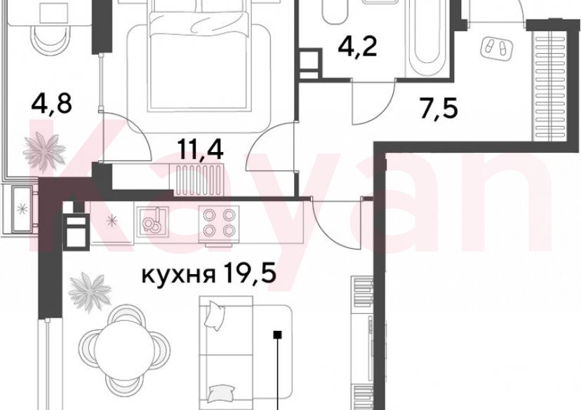 Продажа 2-комн. квартиры, 42.6 кв.м фото 0