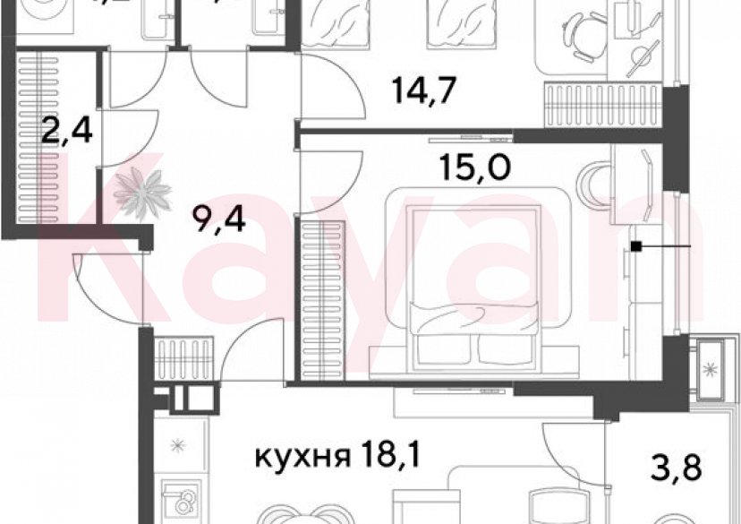 Продажа 3-комн. квартиры, 66.3 кв.м фото 0