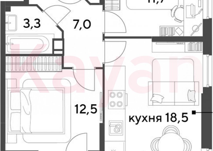 Продажа 3-комн. квартиры, 54.7 кв.м фото 0