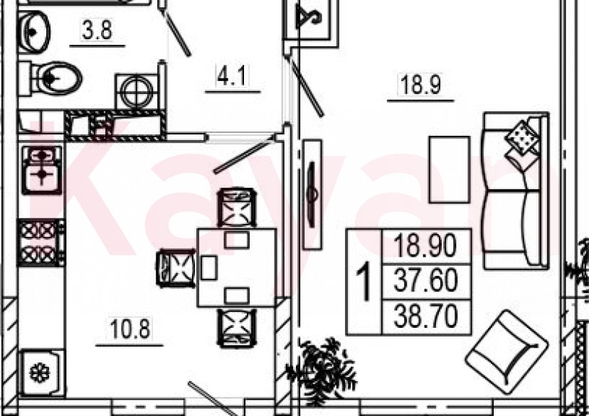 Продажа 1-комн. квартиры, 37.7 кв.м фото 0