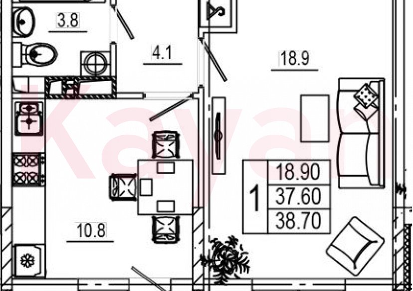 Продажа 1-комн. квартиры, 37.7 кв.м фото 0