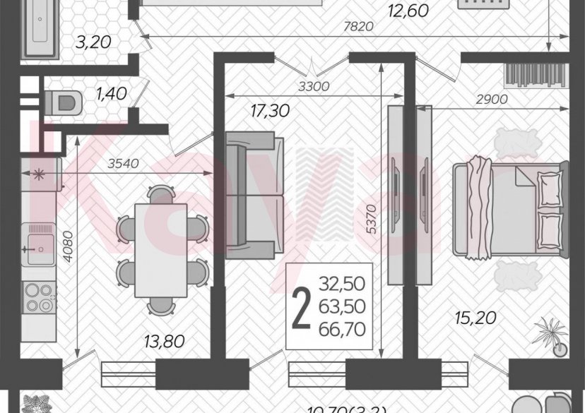 Продажа 2-комн. квартиры, 63.5 кв.м фото 0