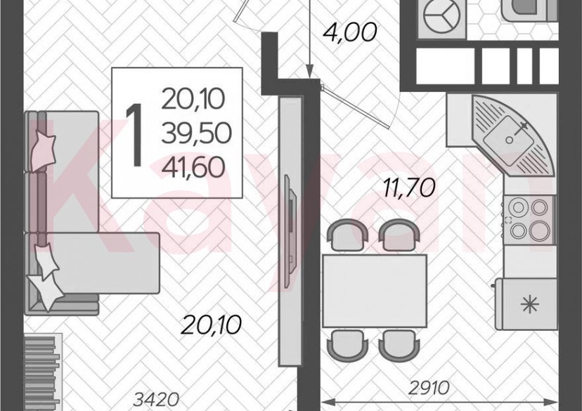 Продажа 1-комн. квартиры, 39.5 кв.м фото 0