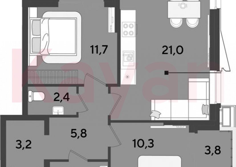 Продажа 3-комн. квартиры, 58.3 кв.м фото 0