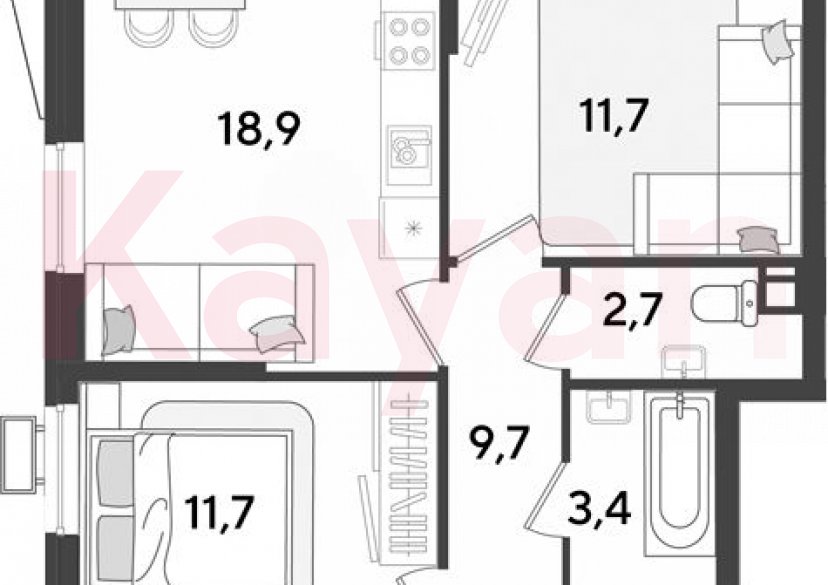 Продажа 3-комн. квартиры, 59.6 кв.м фото 0