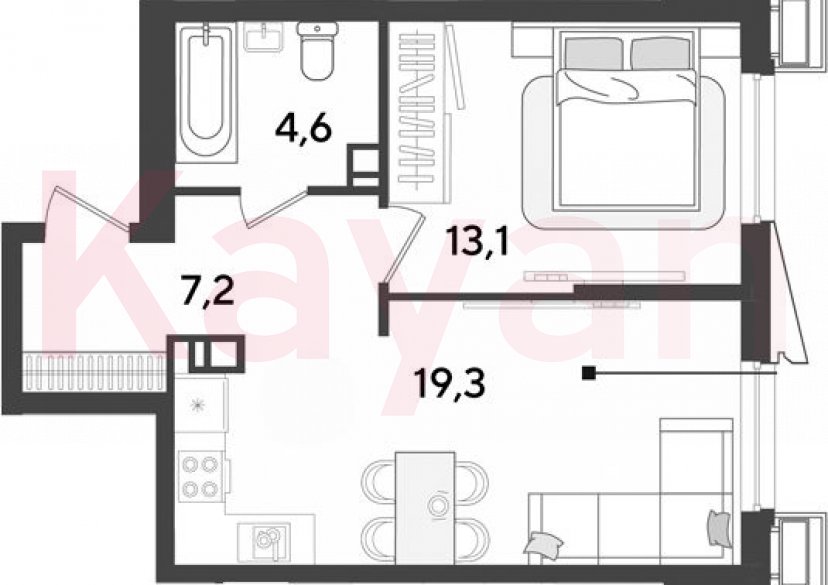 Продажа 2-комн. квартиры, 44.2 кв.м фото 0