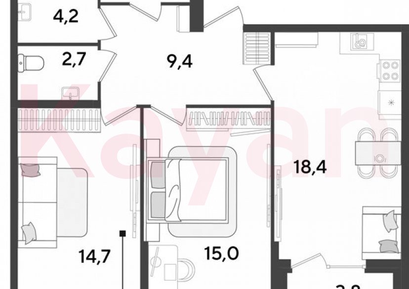 Продажа 3-комн. квартиры, 66.8 кв.м фото 0