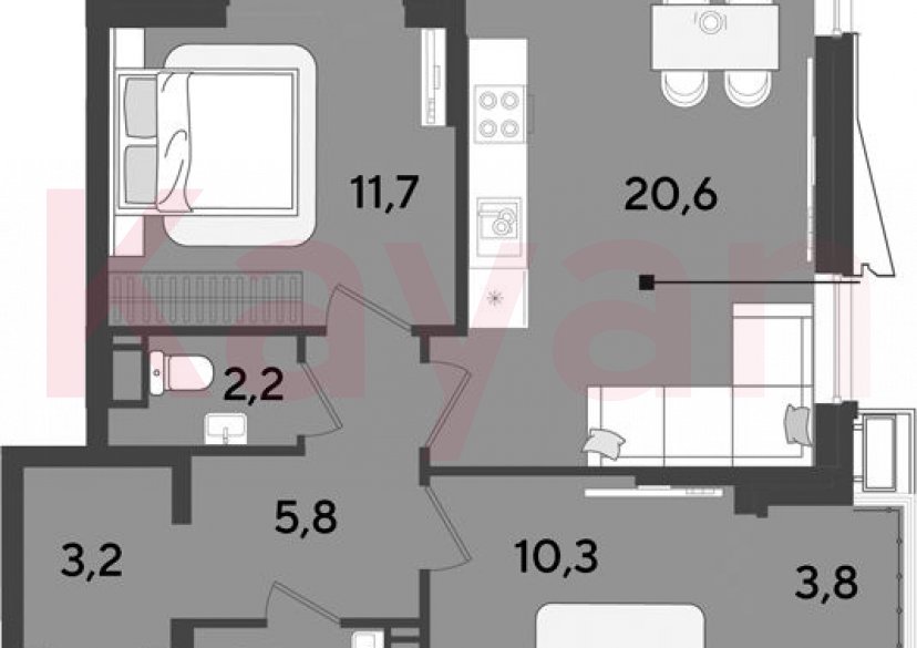 Продажа 3-комн. квартиры, 57.3 кв.м фото 0