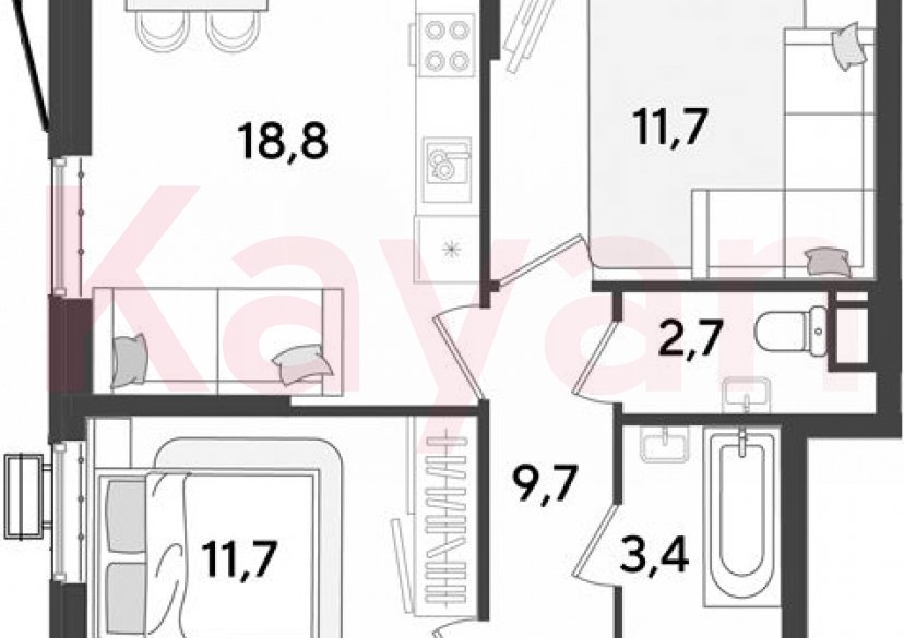 Продажа 3-комн. квартиры, 59.4 кв.м фото 0