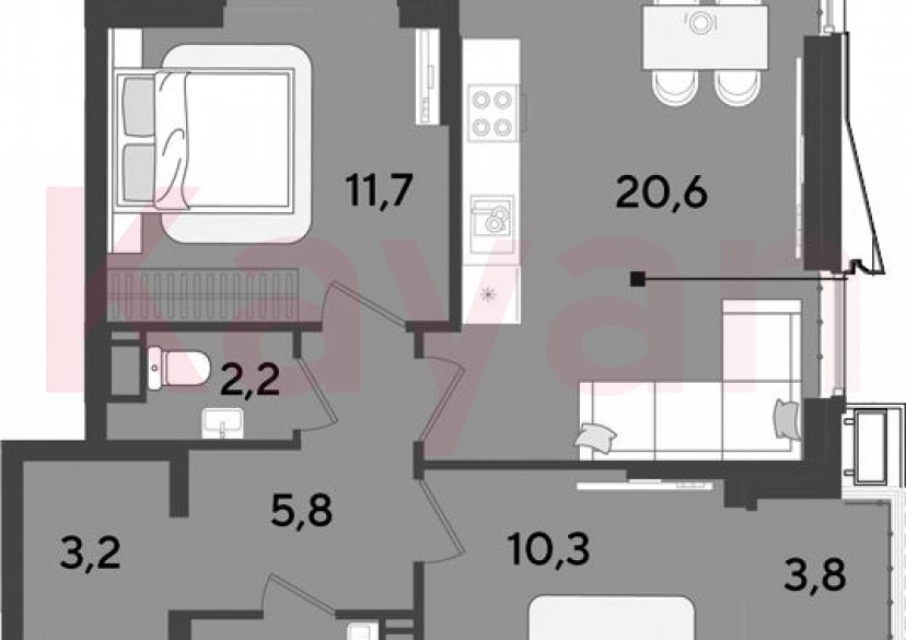 Продажа 3-комн. квартиры, 57.3 кв.м фото 0