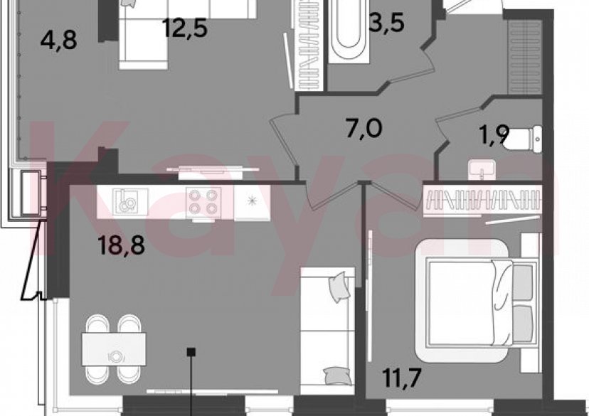 Продажа 3-комн. квартиры, 55.4 кв.м фото 0