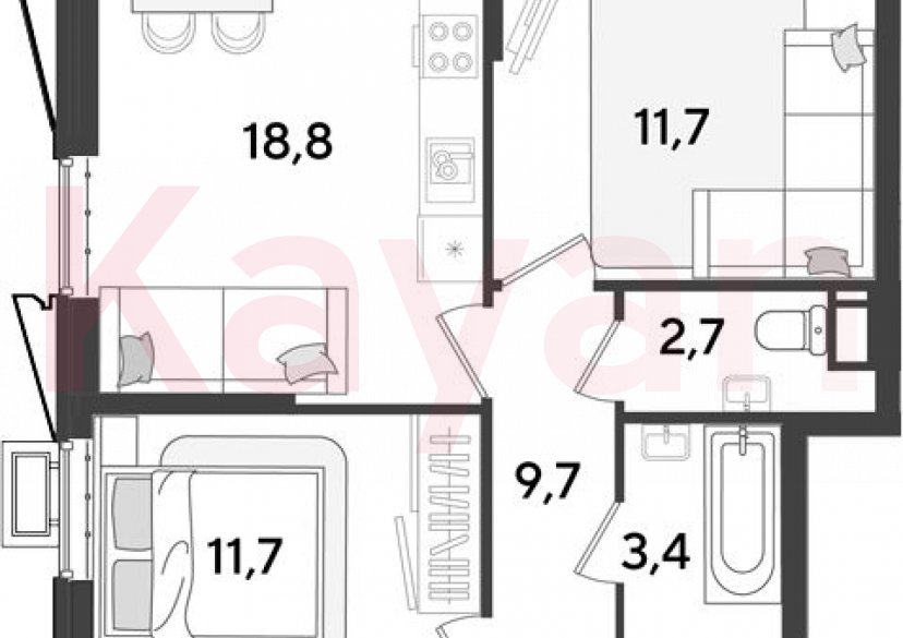 Продажа 3-комн. квартиры, 59.4 кв.м фото 0