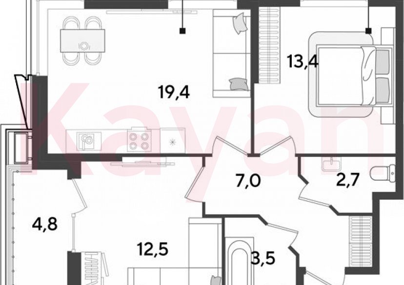 Продажа 3-комн. квартиры, 58.5 кв.м фото 0