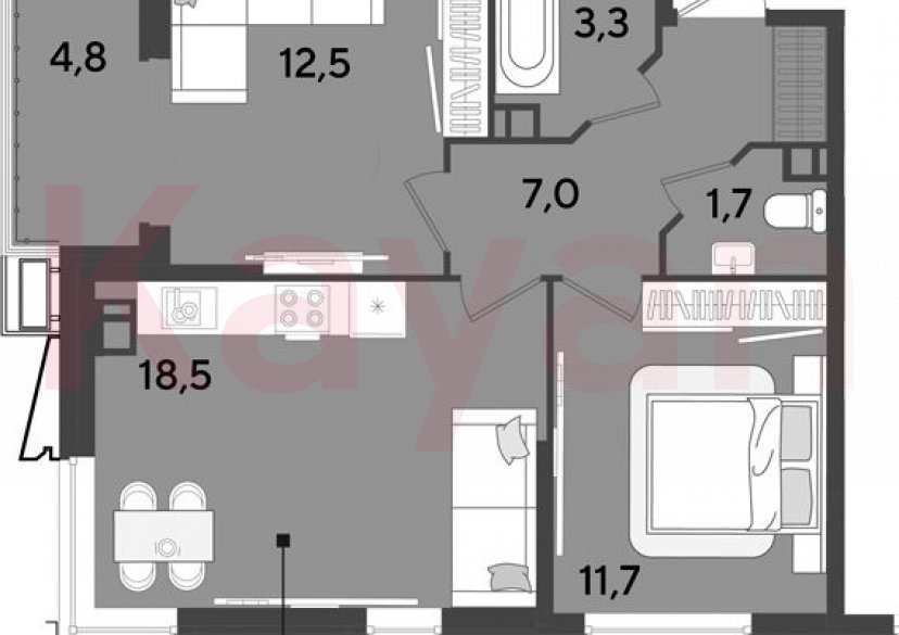 Продажа 3-комн. квартиры, 54.7 кв.м фото 0