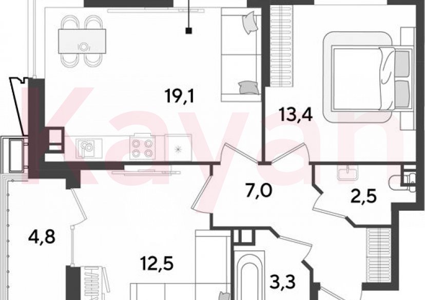 Продажа 3-комн. квартиры, 57.8 кв.м фото 0