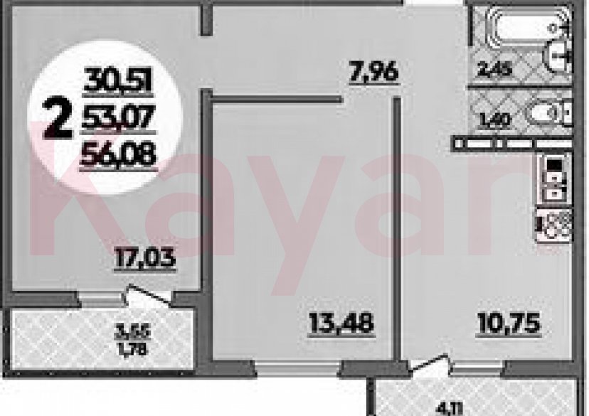 Продажа 2-комн. квартиры, 53.07 кв.м фото 0