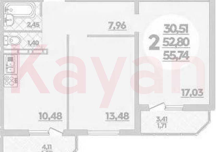 Продажа 2-комн. квартиры, 52.8 кв.м фото 0